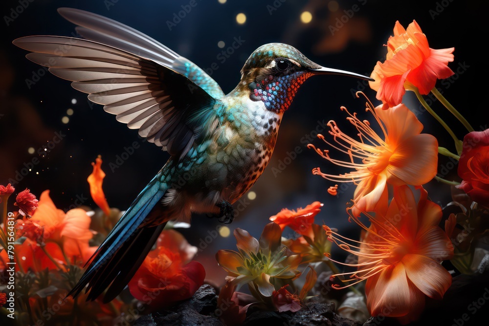 Obraz premium hummingbird and flower