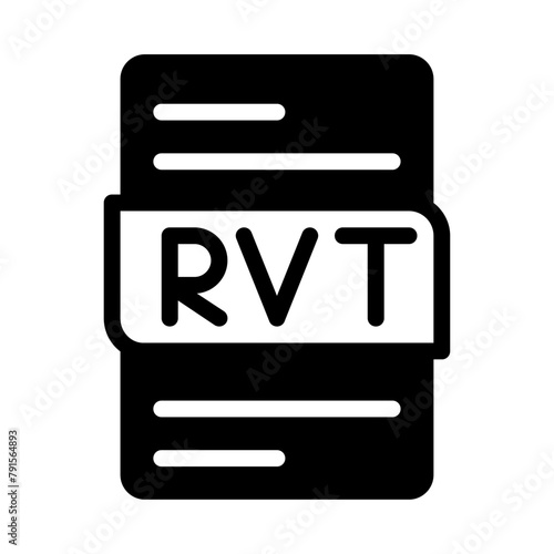 Rvt format file type icons. document extension symbol icon. with a black fill outline design