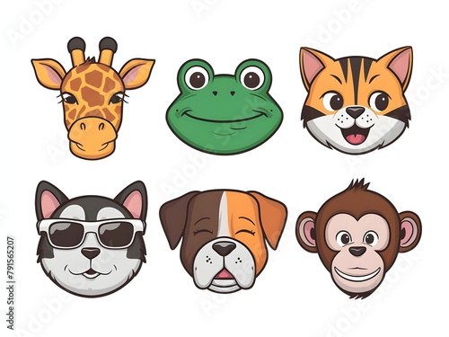 set of funny animals