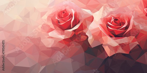 Rose abstract background with low poly design  vector illustration in the style of rose color palette with copy space for photo text or product  blank 