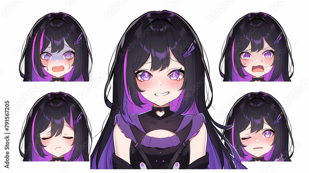 custom made wallpaper toronto digitalset of women. vtuber emotes. vtubers varied expressions. happy emote