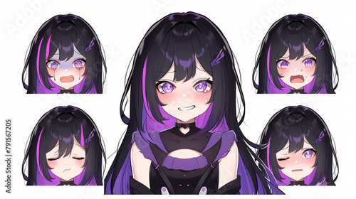 Wallpaper Mural set of women. vtuber emotes. vtubers varied expressions. happy emote Torontodigital.ca