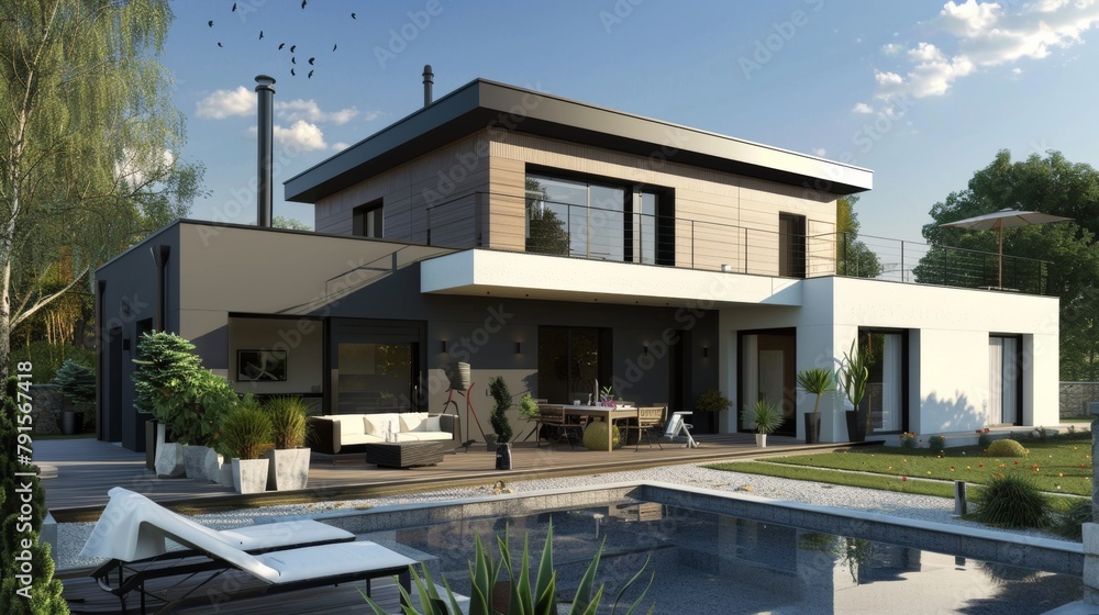 Modern architecture in a renovated house AI generated illustration Modern architecture in a renovated house AI generated illustration