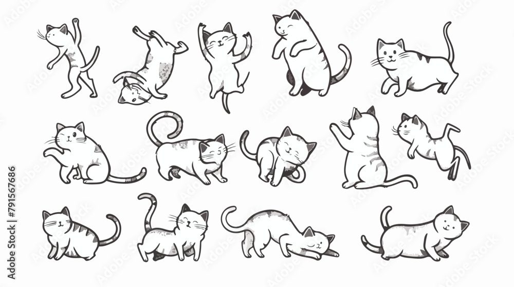 Cats icons collection. Vector illustration of cute fu