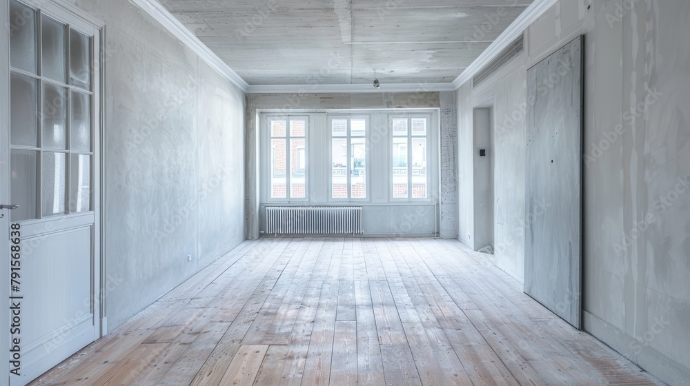 Obraz premium Plastered walls in a renovated apartment AI generated illustration