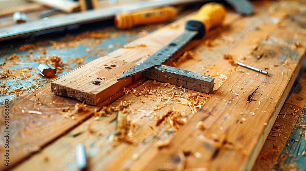 Precise measurements and cuts in carpentry AI generated illustration Precise measurements and cuts in carpentry AI generated illustration