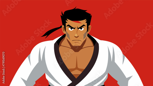The intense concentration on a martial artists face reflects the dedication and discipline necessary for selfmastery.