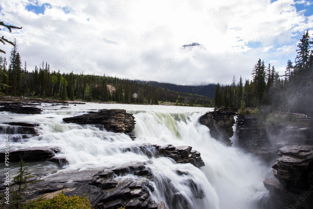 Fototapeta premium Summer in Athabasca Falls, Jasper National Park, Canada