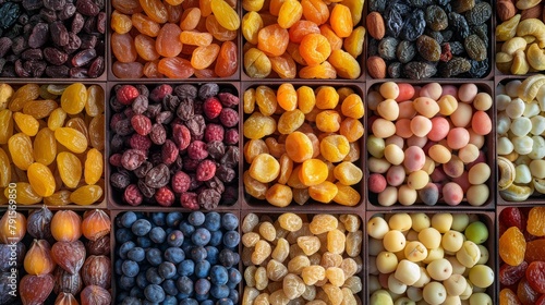 Assorted Dry Fruits Arranged in Aesthetic Grid