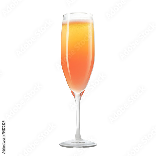 Refreshing Bellini Cocktail in Flute on Transparent Background, Peach Drink