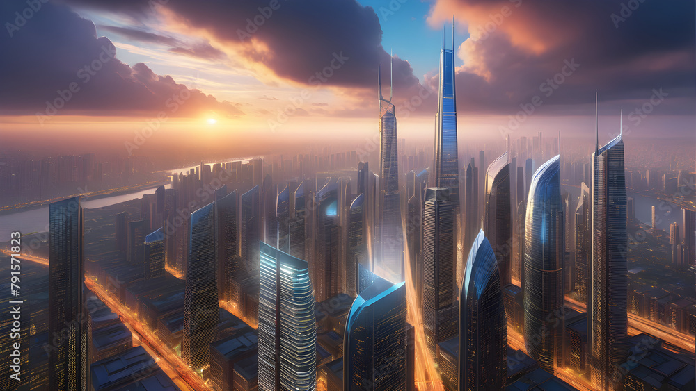 Urban skyline, commercial centers and financial districts in the city ...