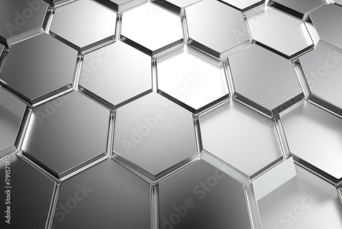 Silver background with hexagon pattern  3D rendering illustration. Abstract silver wallpaper design for banner  poster or cover with copy space