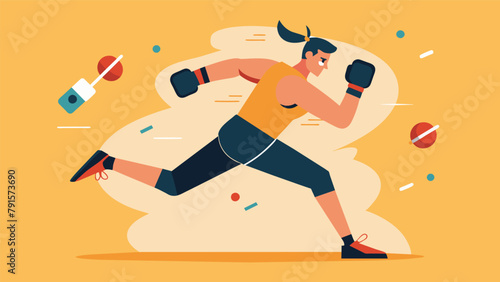 A fighter finishing off their HIIT routine with a round of intense pad work incorporating a variety of striking combinations and movements to