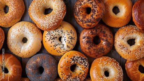 Bunch of sesame seed bagels
