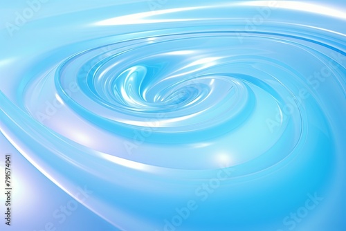 Sky Blue abstract background with spiral. Background of futuristic swirls in the style of holographic. Shiny  glossy 3D rendering. Hologram 