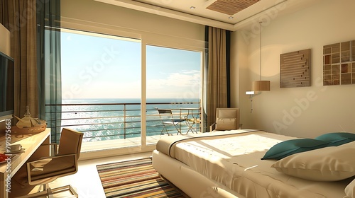 Hotel Bedroom And Balcony With Sea View