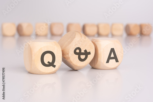 text 'q and a' - Question and Answer - on wooden blocks photo