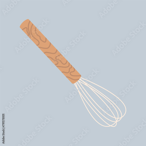 vector illustration of whisk isolated on light background. png image of cooking tool in minimalistic flat natural style