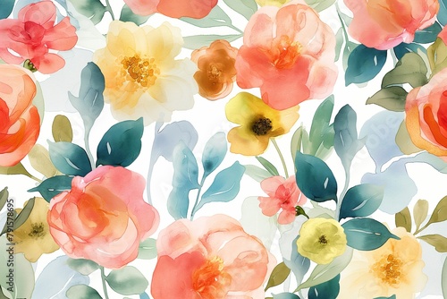 Watercolor floral spring pattern design