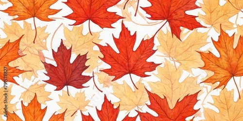 Watercolor Illustration of a Maple Leaf Pattern