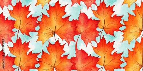 Watercolor Illustration of a Maple Leaf Pattern