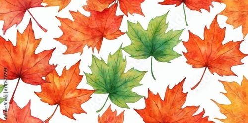 Watercolor Illustration of a Maple Leaf Pattern