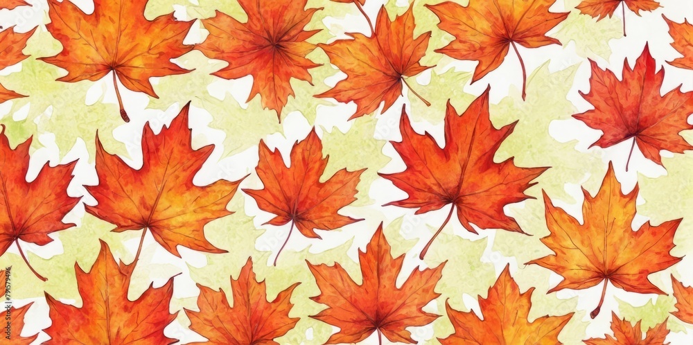 Watercolor Illustration of a Maple Leaf Pattern Watercolor Illustration of a Maple Leaf Pattern