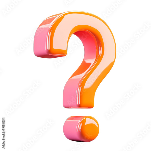 3d question mark is isolated in white and transparent background. Png file