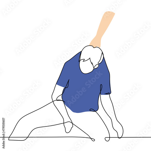 man is pulled by the collar of his T-shirt from behind - one line art vector. concept of laziness, procrastination, passivity, apathy, forcing to work, bothering