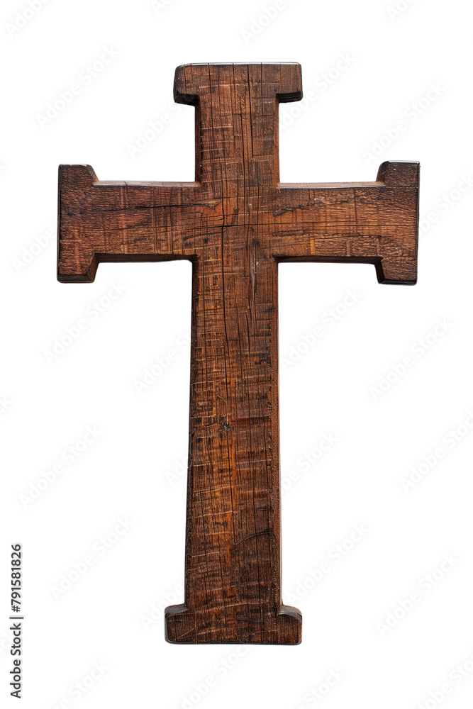 Close up of 3d wooden christian cross, PNG