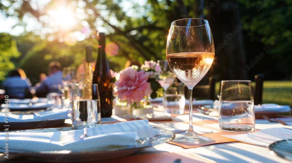 Wine tasting event held outside, warm summer weather Wine tasting event held outside, warm summer weather