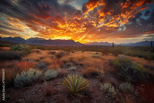 Sunset in the Sonoran Desert in Arizona.