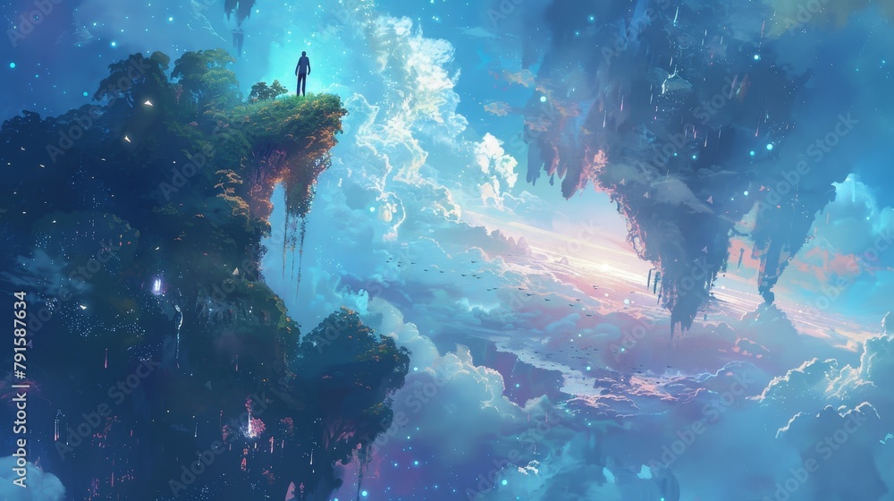 The blissful nature of heaven in illustrations  AI generated illustration