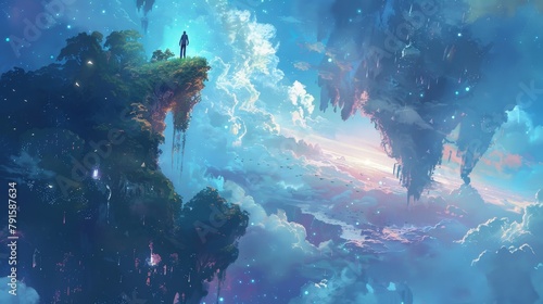The blissful nature of heaven in illustrations AI generated illustration