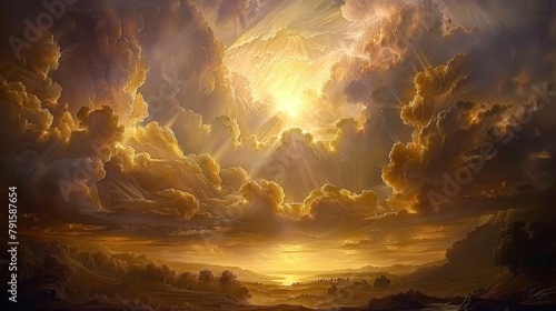 The celestial beauty of heaven in artwork  AI generated illustration photo