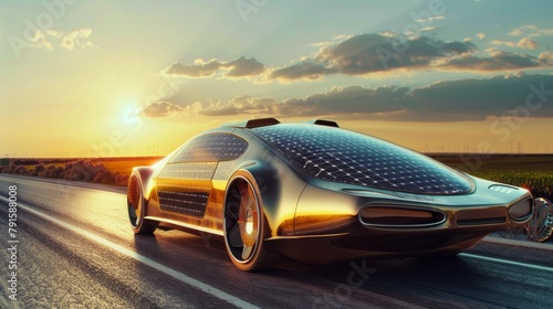 The eco-friendly technology of a solar-powered vehicle  AI generated illustration