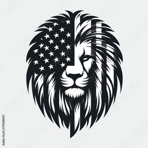 Lion Wear USA Top Hat, 4th of July patriotic American flag, Cartoon Clipart Vector illustration, Independence day themed Mascot Logo Character Design, presidential election