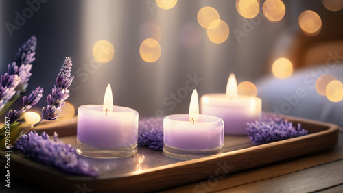 Candles on Tray in Bedroom