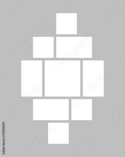 Vector empty collage nine frames, images photo