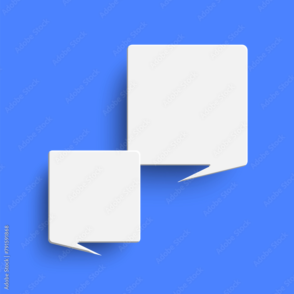 White empty speech bubble on blue background White empty speech bubble on blue background