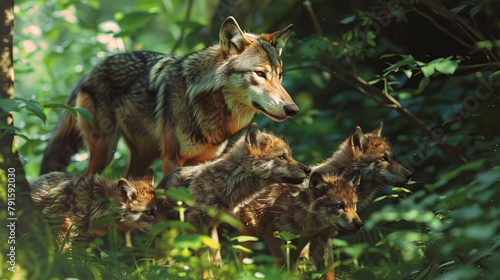 Wolf Family Denning in Harz Mountains