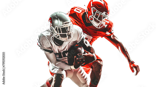 American football players in action isolated on transparent background.