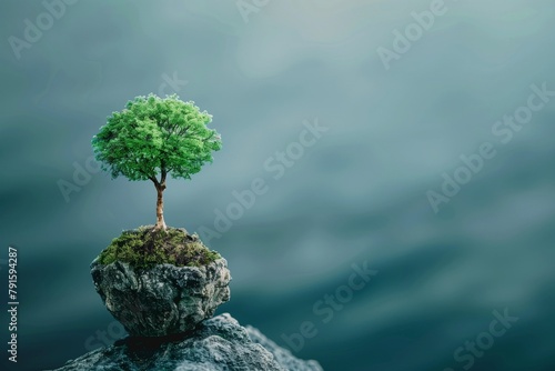 The tree and the planet earth. The concept of environmental protection  taking care of the planet. The force of nature. The greenhouse effect. Eco-friendly background