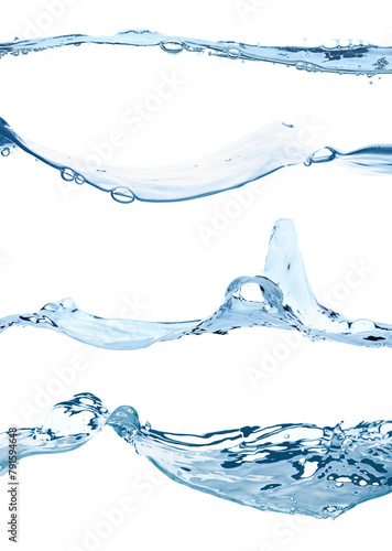 Set of Water Waves, isolated on transparent background