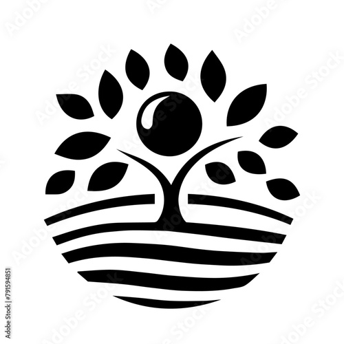 Logo vettoriale in bianco e nero ecosostenibilità aziendale agricoltura biologica natura  photo