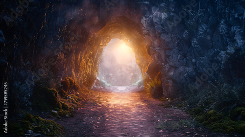 Mysterious fantasy photo background magical trail lead