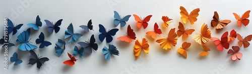 Colorful Paper Butterflies in Dynamic Wall Arrangement