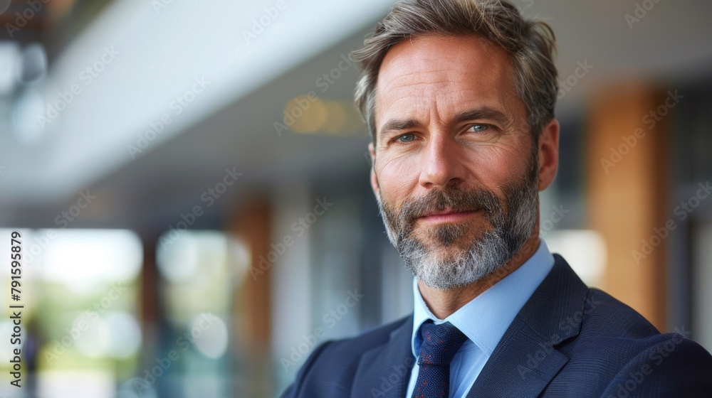 Naklejka premium A man with a beard and mustache wearing a suit, AI