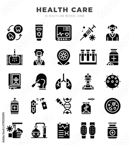 HEALTH CARE icons set for website and mobile site and apps.