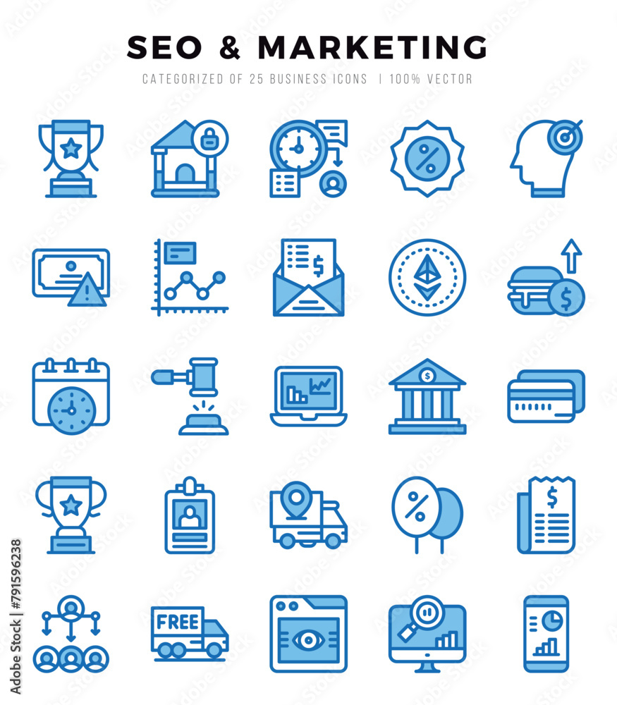 SEO & Marketing icons set for website and mobile site and apps.